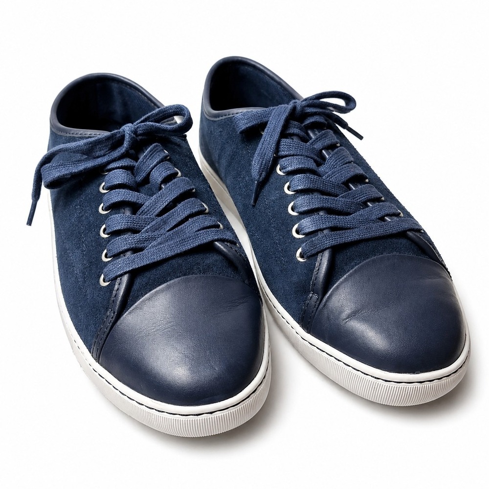 The RAIL Gray Fashion Sneaker Mens EU 46M/US 12 Blue Suede Leather Cap Toe Lace